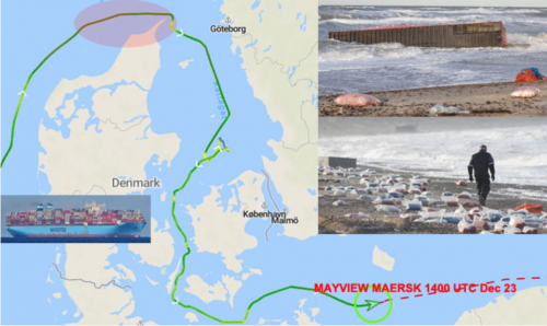 一集裝箱船大量貨柜落水，曾掛靠國內(nèi)多個(gè)港口